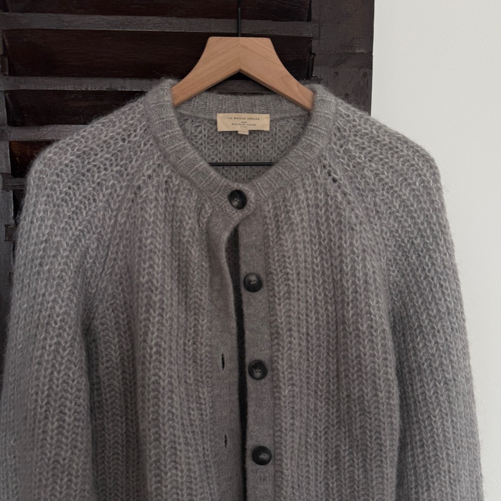 Sezane Soft Grey Button Cardigan sweater - Picture 2 of 3
